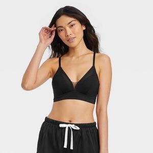 Auden™ - Women's Black Striped Lace Padded Bralette - S